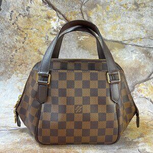 Louis Vuitton Belem PM Satchel Bag Damier Ebene Brown